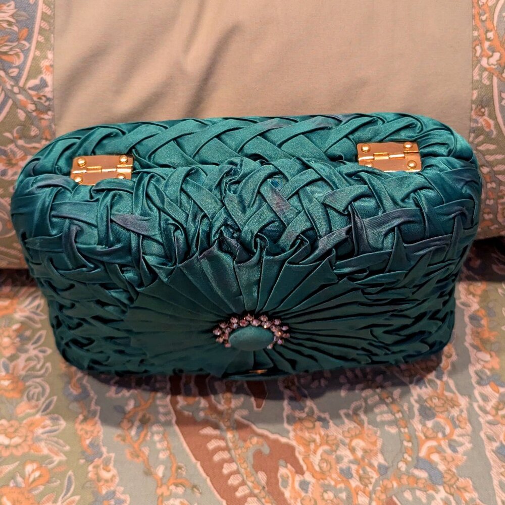 Intriguing Emerald Green Clutch/Crossbody NOWT - Picture 4 of 5
